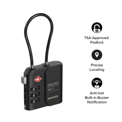 PinLock Find My Locator with TSA Padlock Black PinLock Find My Locator with TSA Padlock Black