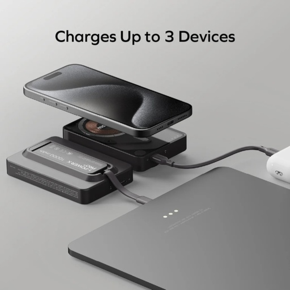 1-Power X Pro+ Magnetic Wireless Power Bank 10000mAh With Built-In USB-C Cable Black 1-Power X Pro+ Magnetic Wireless Power Bank 10000mAh With Built-In USB-C Cable Black