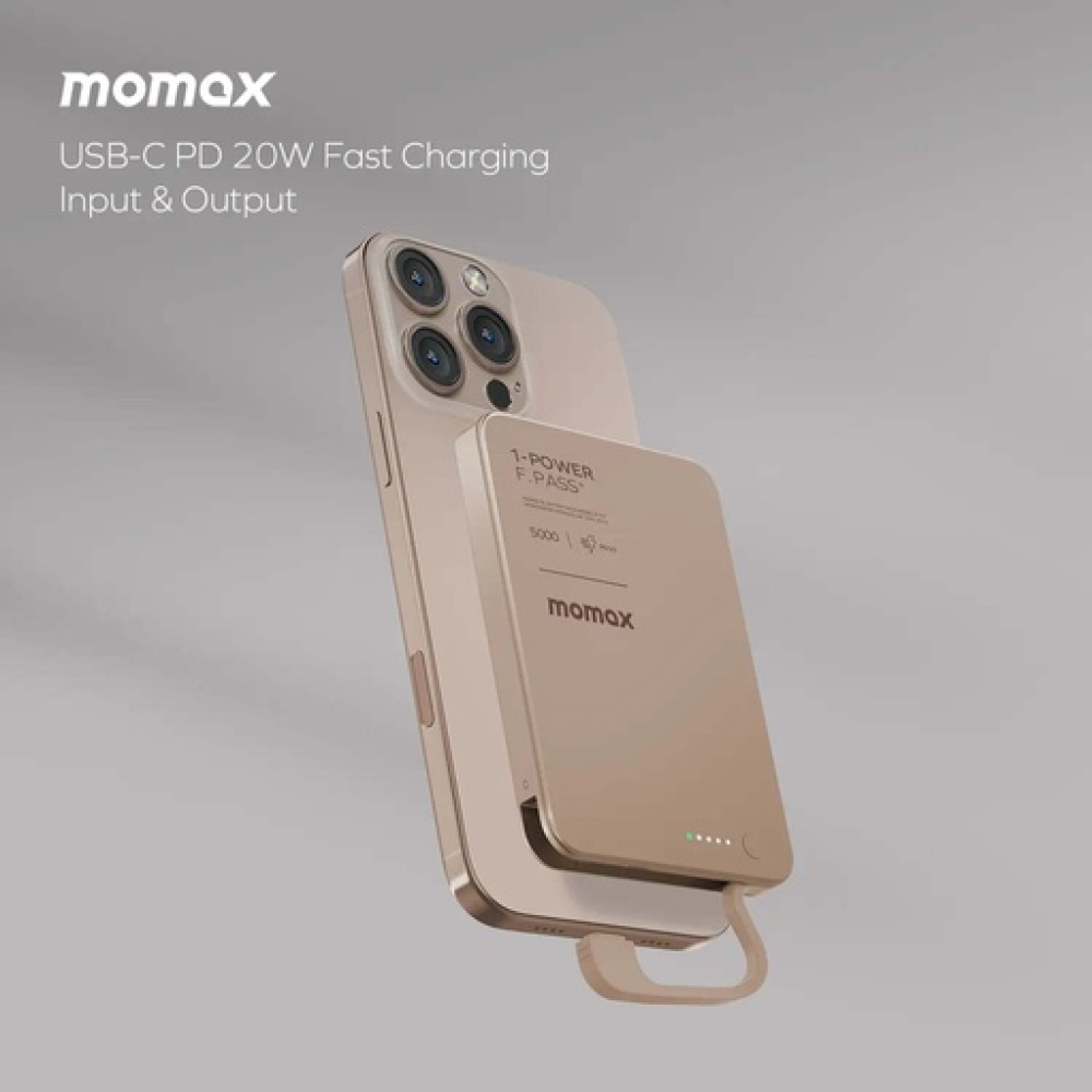 1-Power F.Pass⁺ 5000mAh Magnetic Battery Pack with Built-in Cable Sandstone 1-Power F.Pass⁺ 5000mAh Magnetic Battery Pack with Built-in Cable Sandstone
