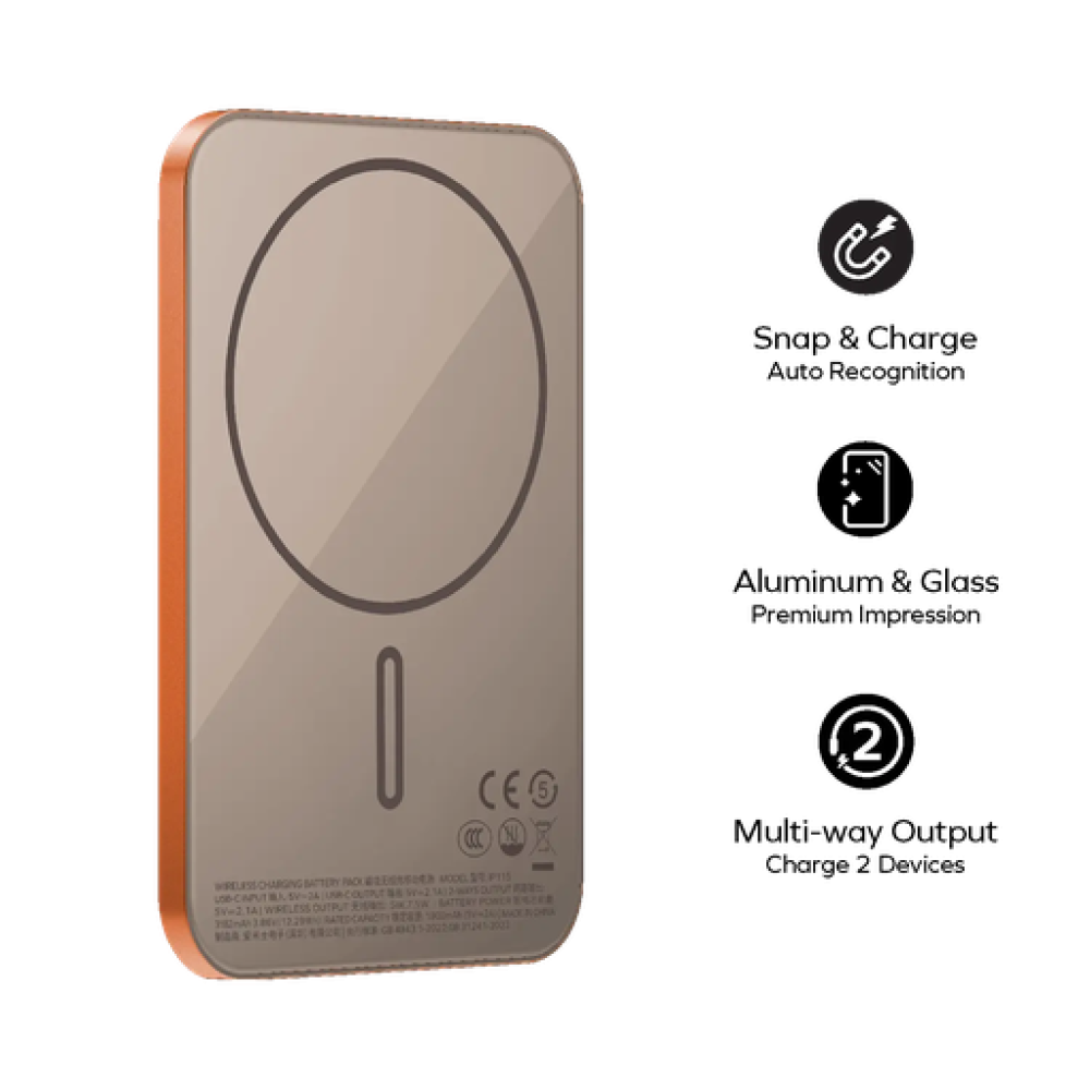 1-POWER Q.PASS 3000mAh Slim Magnetic Wireless Battery Pack (Titanium) 1-POWER Q.PASS 3000mAh Slim Magnetic Wireless Battery Pack (Titanium)