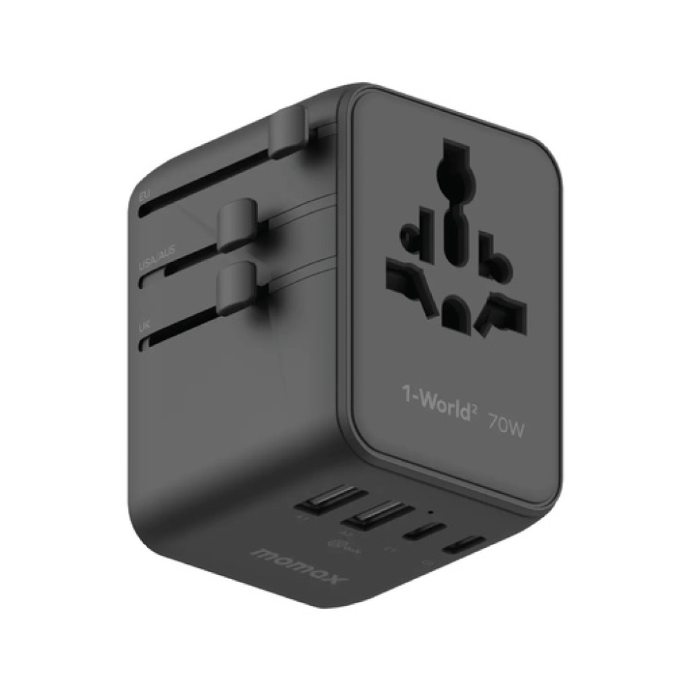 1-World² 5-Port Mini Universal Travel GaN Charger 70W with Dual AC Black 1-World² 5-Port Mini Universal Travel GaN Charger 70W with Dual AC Black