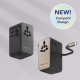 1-World²⁺ 4-Port Mini Universal Travel GaN Charger with Built-In Retractable Cable 100W with Dual AC Black 1-World²⁺ 4-Port Mini Universal Travel GaN Charger with Built-In Retractable Cable 100W with Dual AC Black