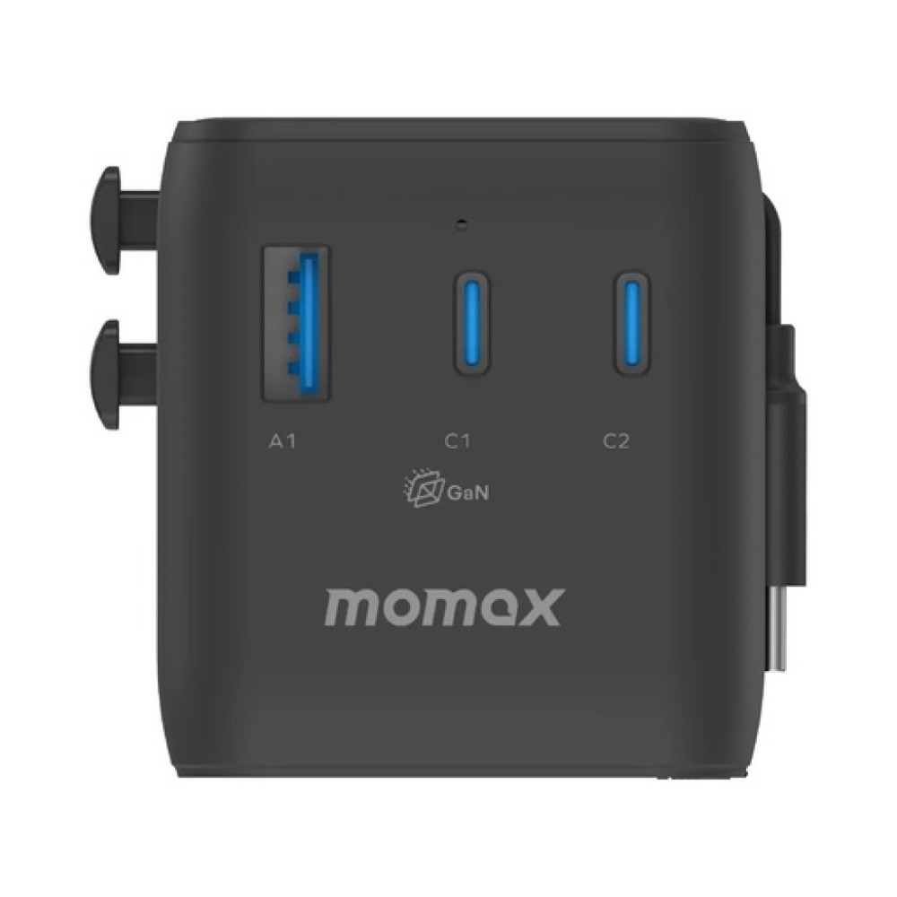 1-World²⁺ 4-Port Mini Universal Travel GaN Charger with Built-In Retractable Cable 100W with Dual AC Titanium 1-World²⁺ 4-Port Mini Universal Travel GaN Charger with Built-In Retractable Cable 100W with Dual AC Titanium