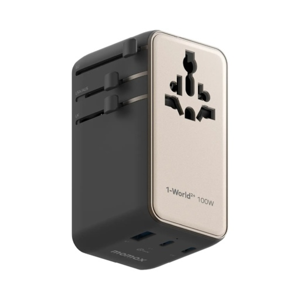 1-World²⁺ 4-Port Mini Universal Travel GaN Charger with Built-In Retractable Cable 100W with Dual AC Titanium 1-World²⁺ 4-Port Mini Universal Travel GaN Charger with Built-In Retractable Cable 100W with Dual AC Titanium