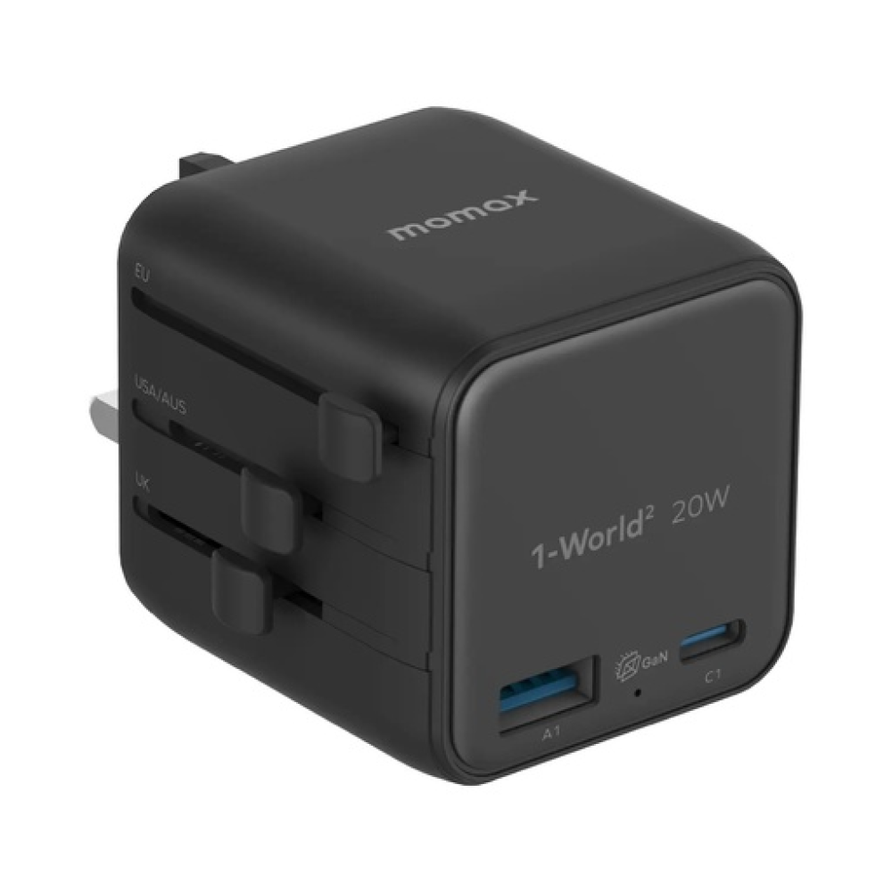 1-World²
2-Port USB-A and USB-C GaN Travel Charger 20W Black 1-World²
2-Port USB-A and USB-C GaN Travel Charger 20W Black