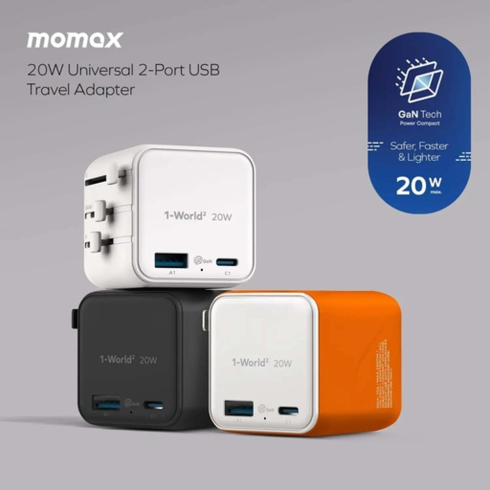 1-World²
2-Port USB-A and USB-C GaN Travel Charger 20W Orange 1-World²
2-Port USB-A and USB-C GaN Travel Charger 20W Orange