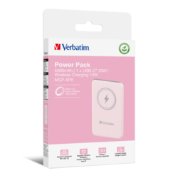 Verbatim Charge 'n' Go Magnetic Wireless Power Bank 10000 mAh Pink Verbatim Charge 'n' Go Magnetic Wireless Power Bank 10000 mAh Pink