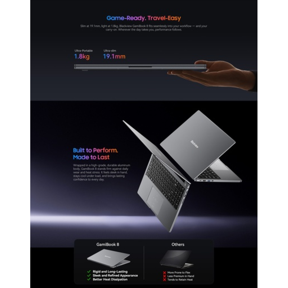 Blackview GamiBook 8 -16" Laptop (Ryzen 7-7735HS/32GB/1T SSD/Radeon Graphics 680M/Windows 11) Blackview GamiBook 8 -16" Laptop (Ryzen 7-7735HS/32GB/1T SSD/Radeon Graphics 680M/Windows 11)