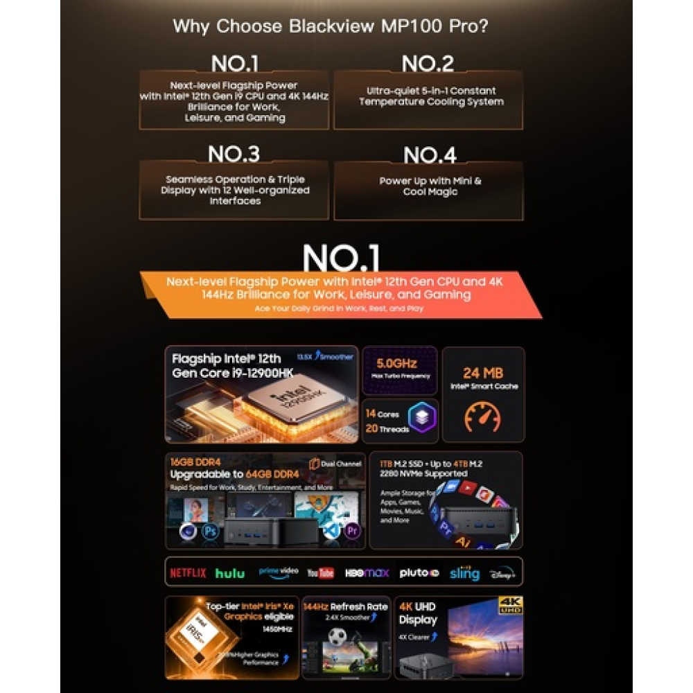 BlackView Μini PC MP100 PRO i9-12900HK 16GB 512GB SSD Win11 Pro Black BlackView Μini PC MP100 PRO i9-12900HK 16GB 512GB SSD Win11 Pro Black