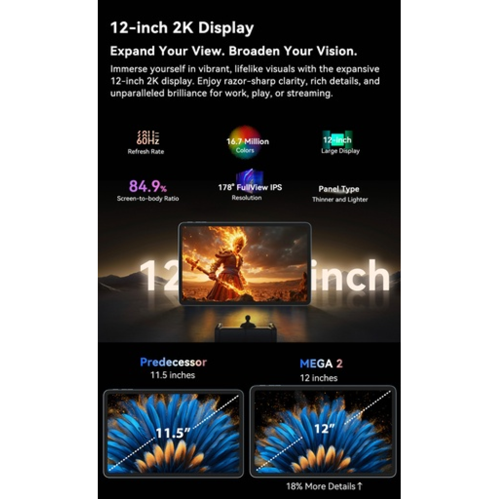 Blackview MEGA 2 – 12" Android 15 Tablet με WiFi | 12GB RAM, 256GB ROM | Space Grey Set Blackview MEGA 2 – 12" Android 15 Tablet με WiFi | 12GB RAM, 256GB ROM | Space Grey Set