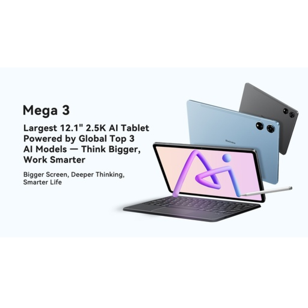 Blackview MEGA 3 – 12,1" Android 15 Tablet με WiFi & 4G LTE | 12GB RAM, 256GB ROM | Space Grey Set