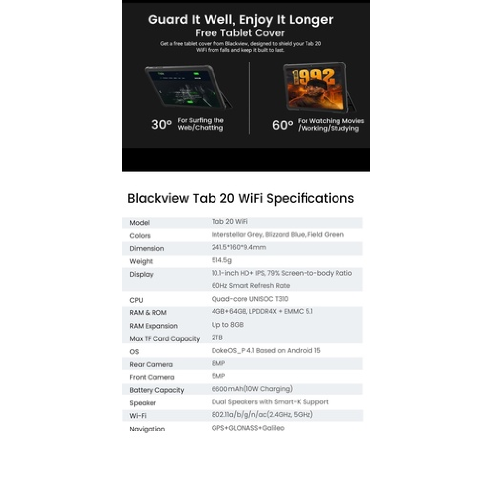 BlackView Tab 20 10.1" με WiFi (4GB/64GB) Green BlackView Tab 20 10.1" με WiFi (4GB/64GB) Green