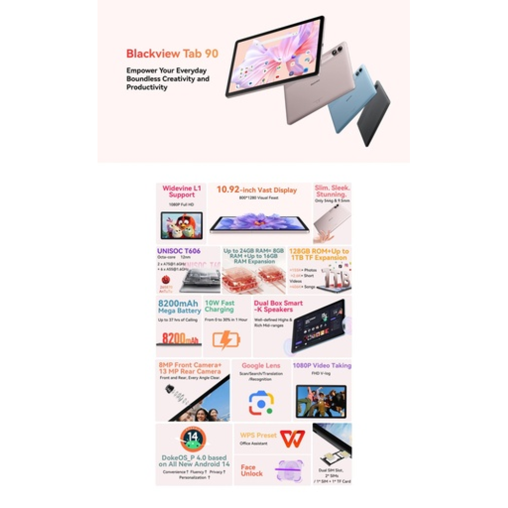 BlackView TAB 90 10.92" Tablet με WiFi & 4G (8GB/128GB) Space Grey BlackView TAB 90 10.92" Tablet με WiFi & 4G (8GB/128GB) Space Grey