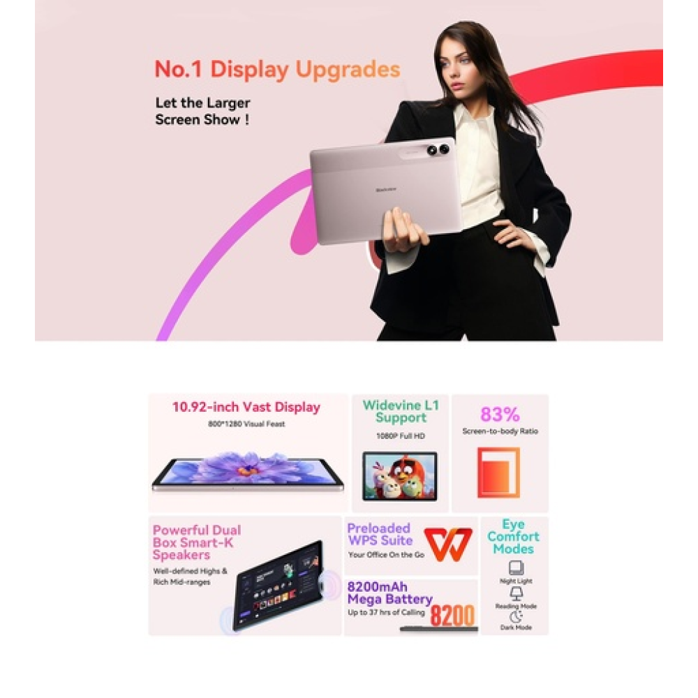 BlackView TAB 90 10.92" Tablet με WiFi & 4G (8GB/128GB) Space Grey BlackView TAB 90 10.92" Tablet με WiFi & 4G (8GB/128GB) Space Grey