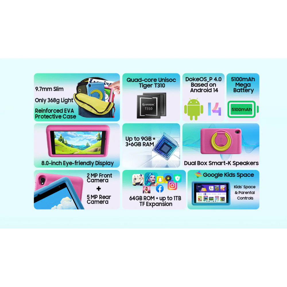 BlackView TAB A5 Kids 8" Tablet με WiFi (3GB/64GB) Pink BlackView TAB A5 Kids 8" Tablet με WiFi (3GB/64GB) Pink