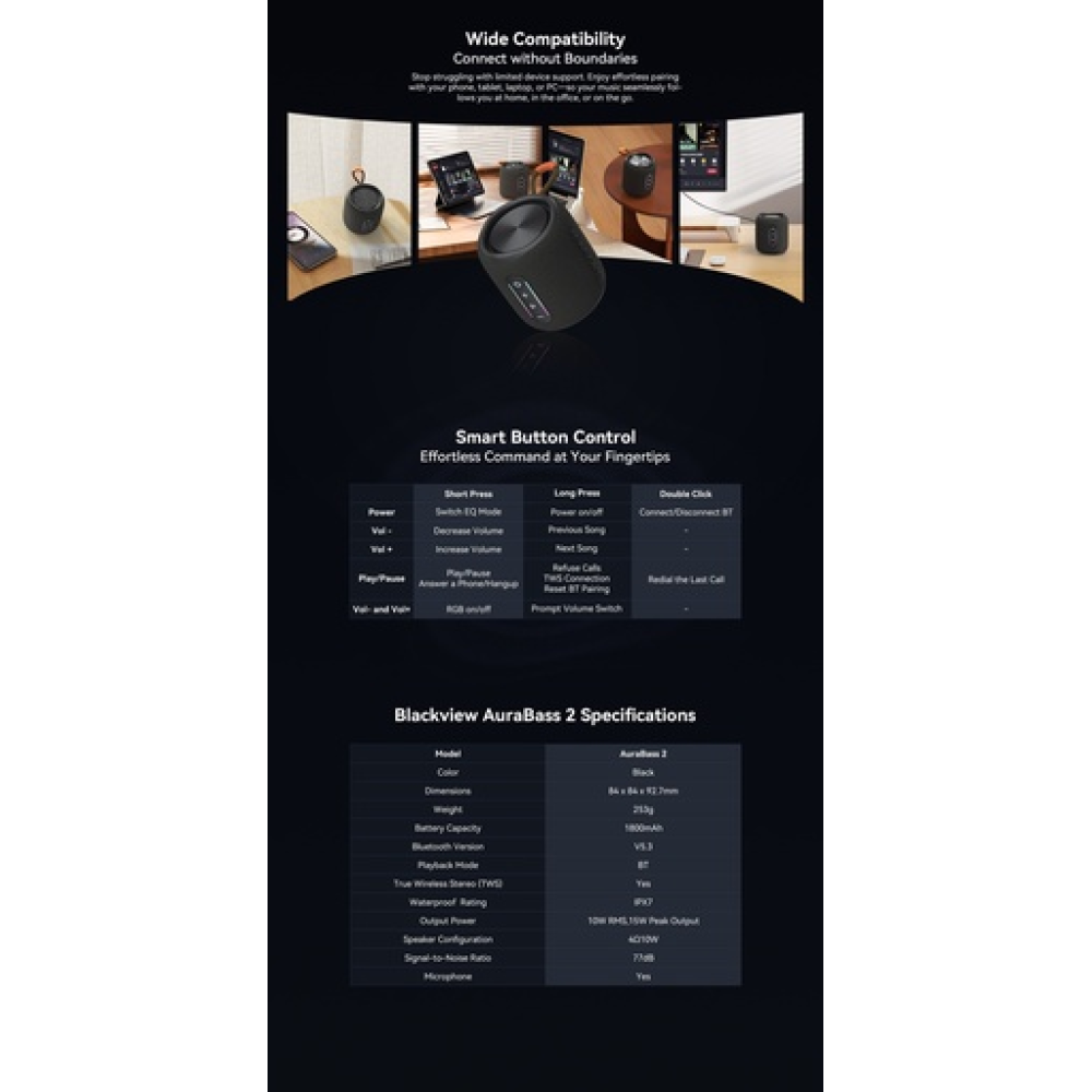 Blackview AuraBass 2 – Bluetooth Speaker