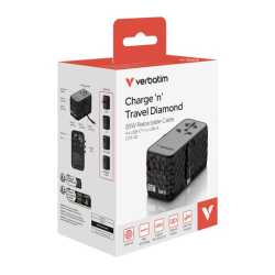 Verbatim Charge 'n' Travel Diamond 85W Retractable Cable CNT-02 Verbatim Charge 'n' Travel Diamond 85W Retractable Cable CNT-02