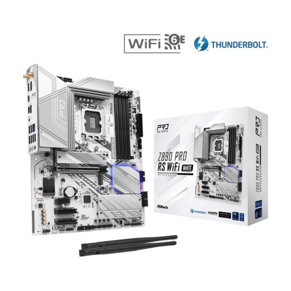 ASRock Z890 Pro RS WiFi White Motherboard ATX with Intel 1851 Socket