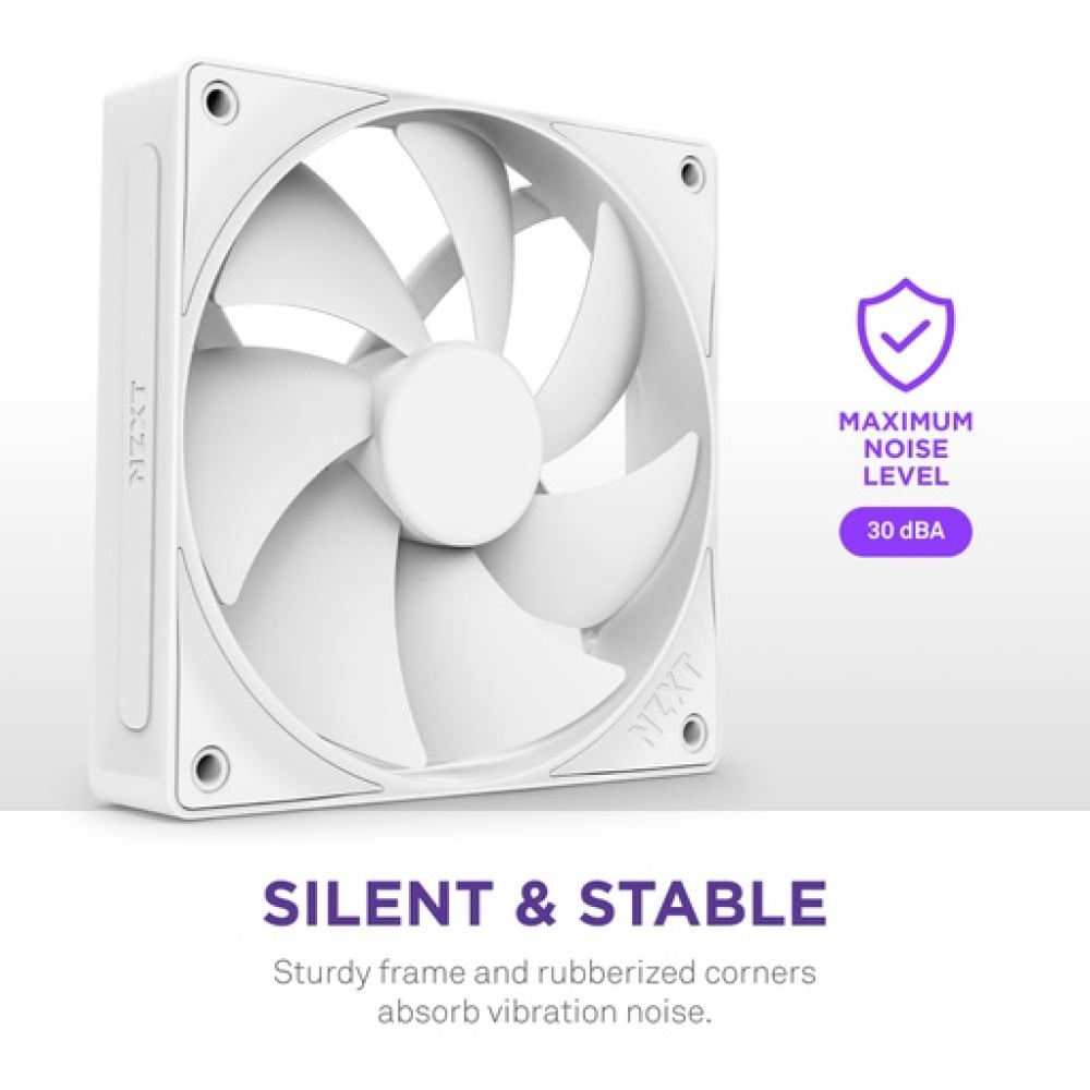 NZXT F120P Case Fan με Λευκό Φωτισμό και Σύνδεση 4-Pin PWM Λευκό